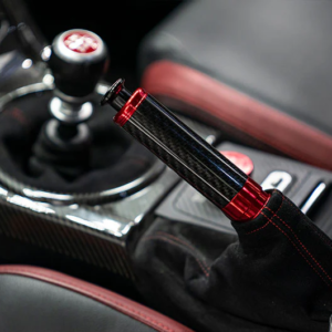 OLM Signature Series Ebrake Handle (Black Carbon w/Red) - 2015-2021 WRX & STI / 2013-2022 FR-S / BRZ / 86 / 2014-2018 Forester / 2013+ *Crosstrek